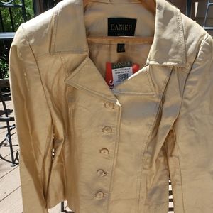 Gold leather waist cut jacket